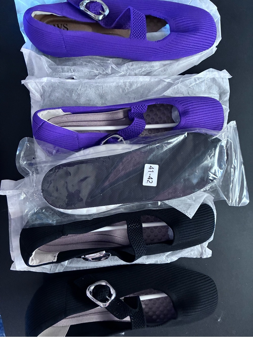 Women’s Mary Jane Comfort Flats — Purple & Black